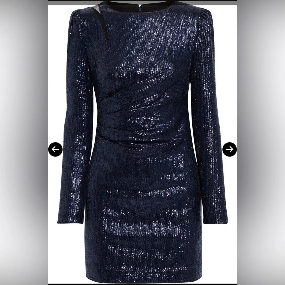 Rachel Zoe Juliette cut out mesh sequined mini dress 10 navy